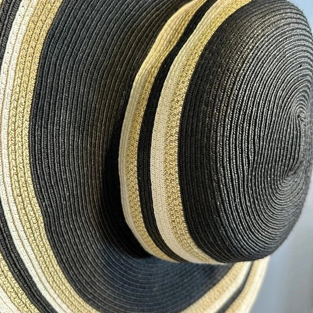 Charter Club Women's Brown Tan Cream Wide Brim Beach Sun Hat cap